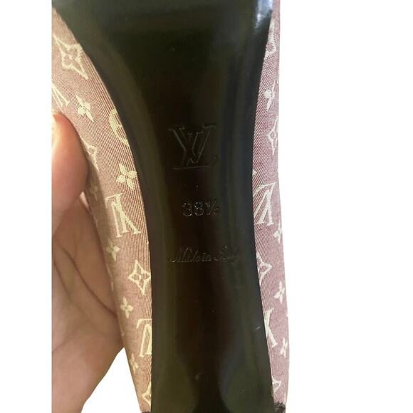 LOUIS VUITTON  Monogram Idylle Canvas Peep Toe Pumps Size 38.5/8 - Picture 6 of 12